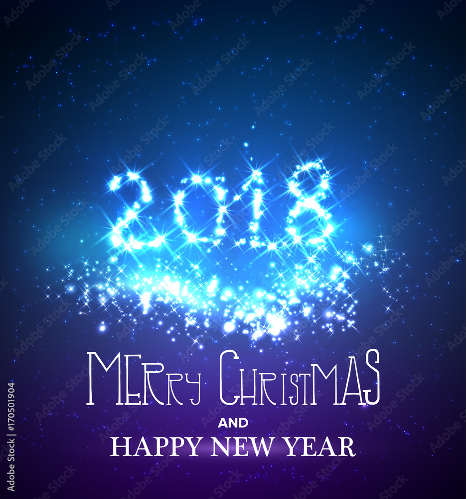 Happy New Year Greeting Background With Shine And Lights