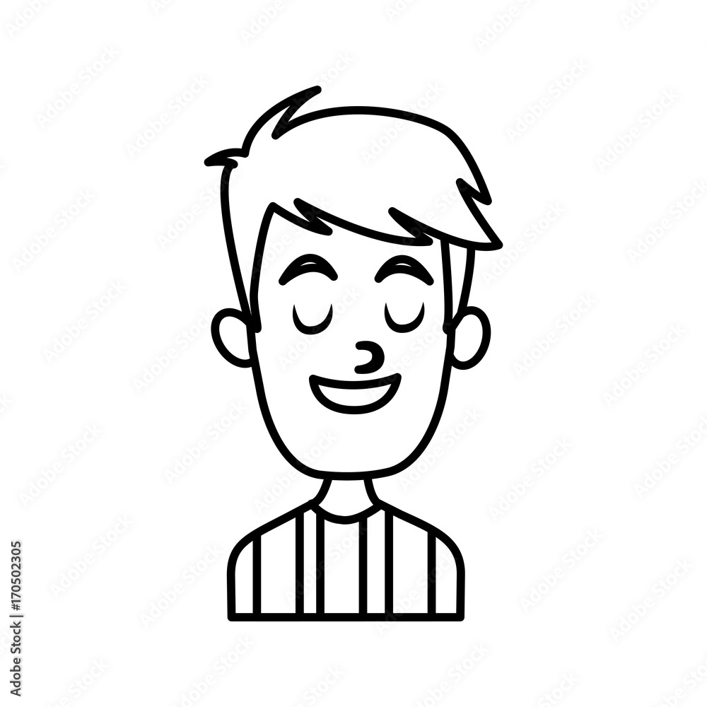 Man smiling with eyes closed icon vector illustration graphic design Man smiling with eyes closed icon vector illustration graphic design