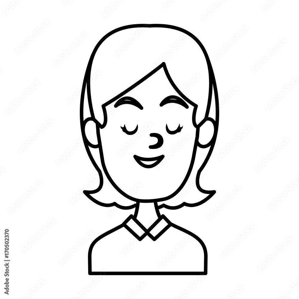 Woman smiling with eyes closed icon vector illustration graphic design Woman smiling with eyes closed icon vector illustration graphic design