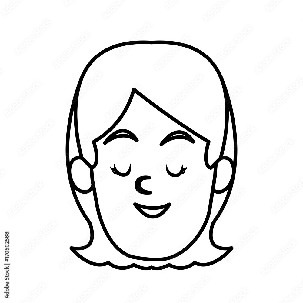 Woman smiling with eyes closed icon vector illustration graphic design Woman smiling with eyes closed icon vector illustration graphic design