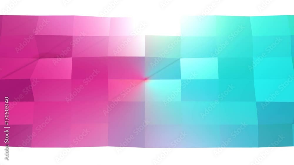Abstract simple blue pink low poly 3D surface as 3d cartoon background. Soft low poly motion background of shifting pure blue pink polygons. 4K Fullhd seamless loop background with copy space
