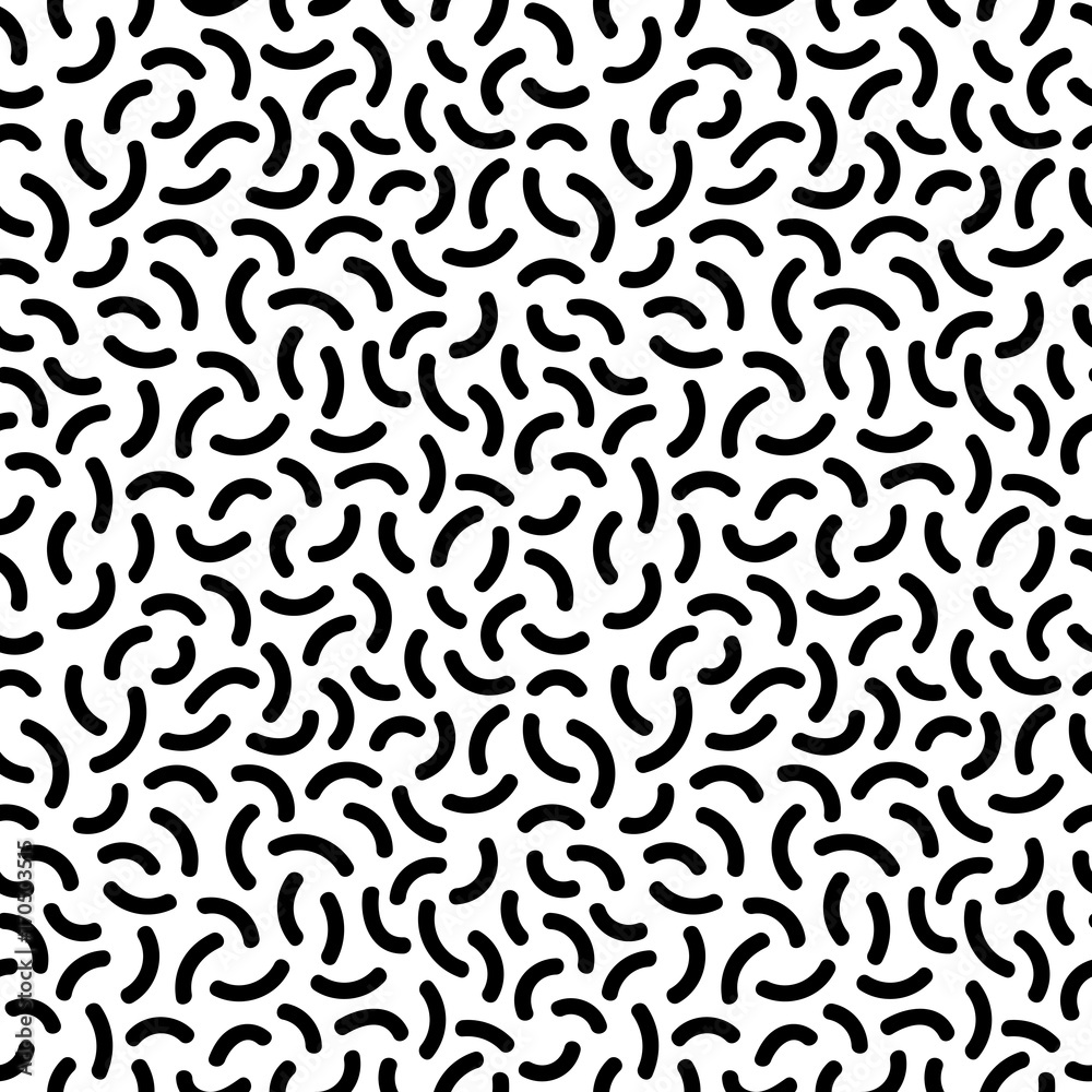 Curves. Black and white memphis pattern. 80s - 90s style. Curves. Black and white memphis pattern. 80s - 90s style.