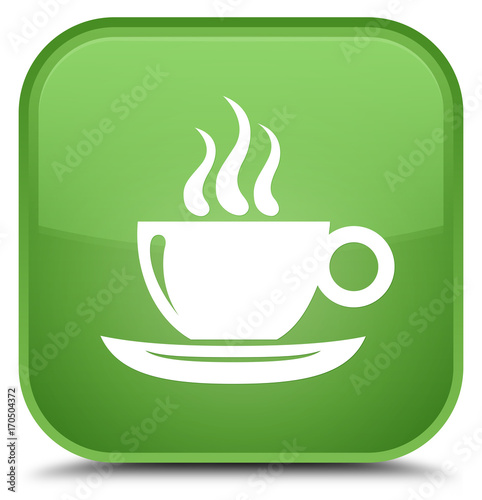 Coffee cup icon special soft green square button