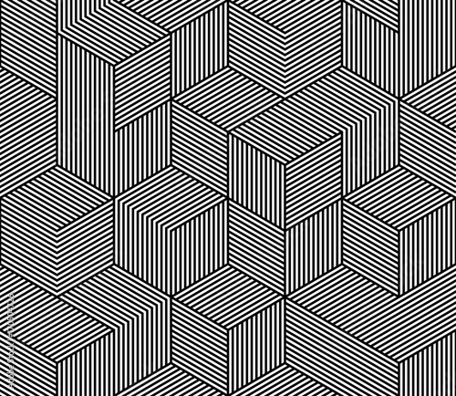 Seamless vector pattern texture with abstract hexagon grid 3d cube structure.