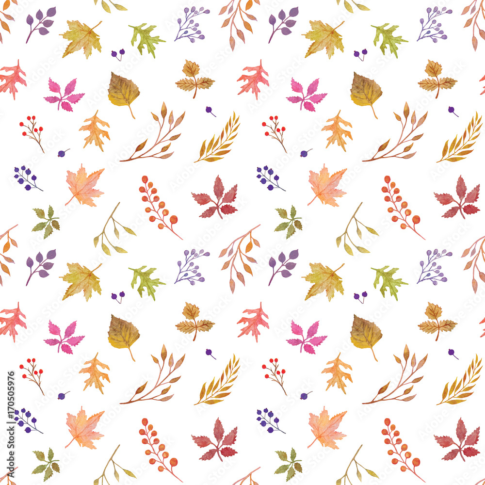 Watercolor autumn seamless pattern