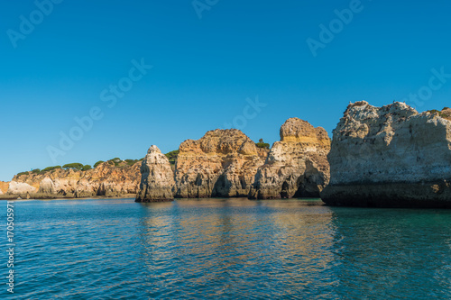 Scenic golden cliffs near Alvor, Portimao, Algarve