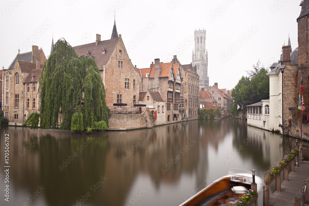 Rozenhoedkaai In Bruges Misty Long Exposure