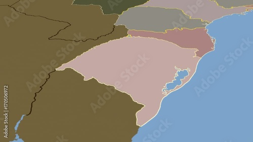 Rio Grande Do Sul - Brazil, region extruded. Solids