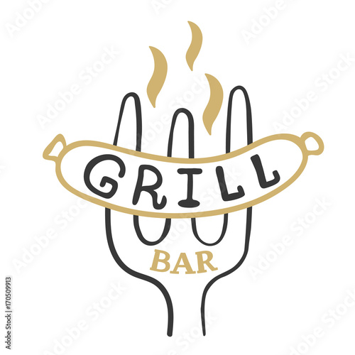 Grill bar logo. Vintage barbecue restaurant logo design.