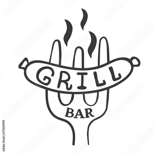 Grill bar logo. Vintage barbecue restaurant logo design.