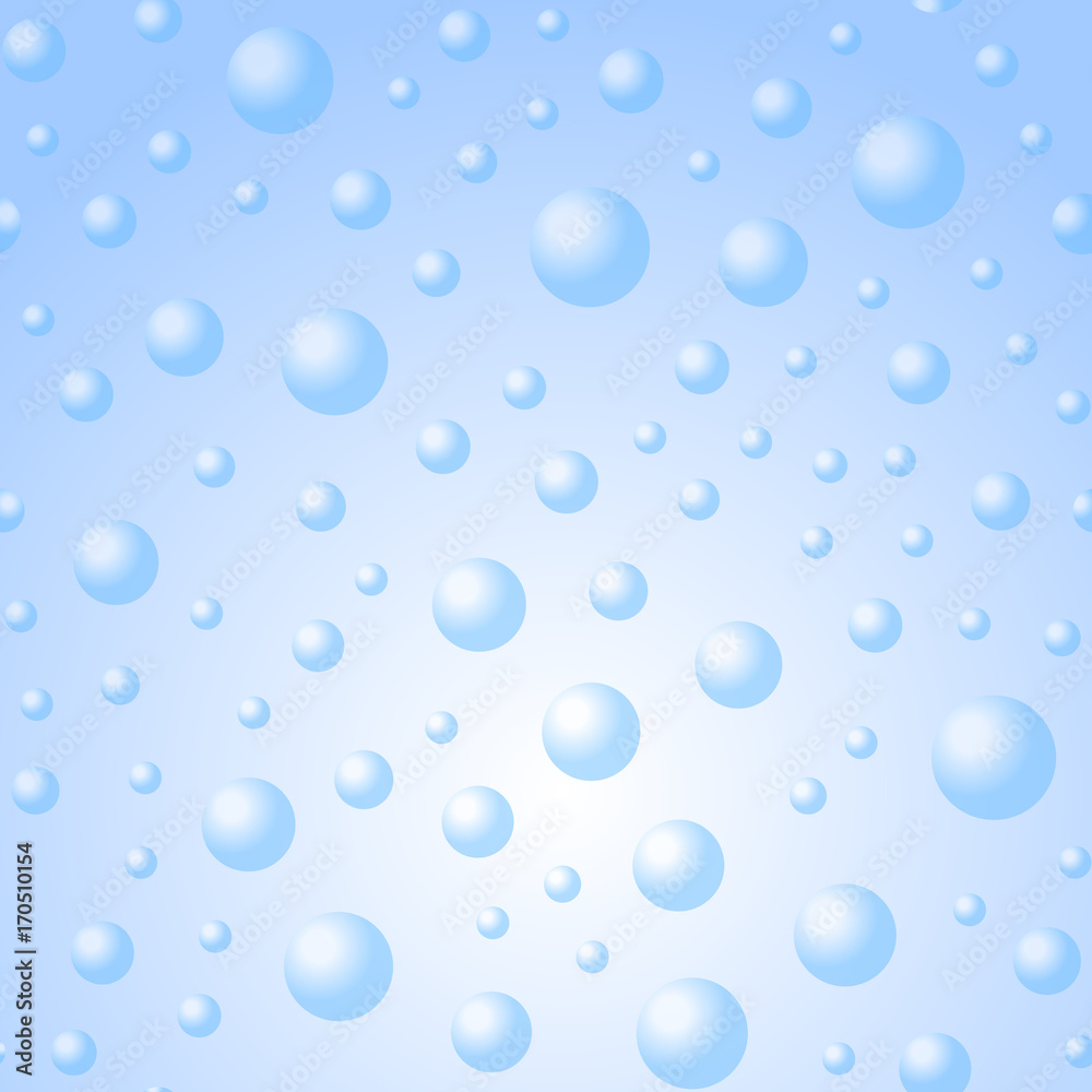 Seamless pattern with blue bubbles on blue background. Vector