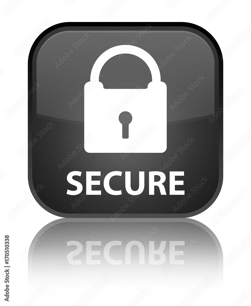 Secure (padlock icon) special black square button Secure (padlock icon) special black square button