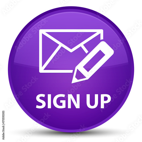 Sign up (edit mail icon) special purple round button