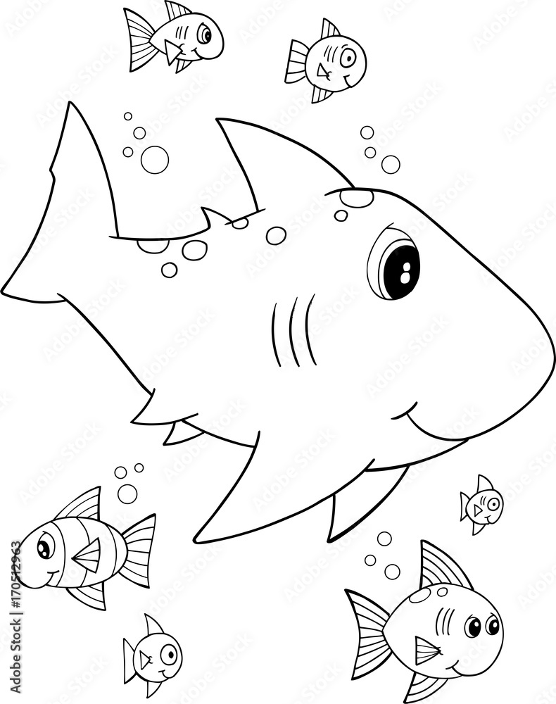 Obraz premium Cute Shark Vector Illustration Art
