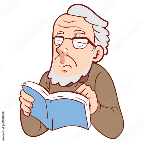 Old man reading book