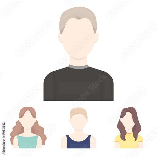 Girl with long hair, blond, curly, gray-haired man.Avatar set collection icons in cartoon style vector symbol stock illustration web.