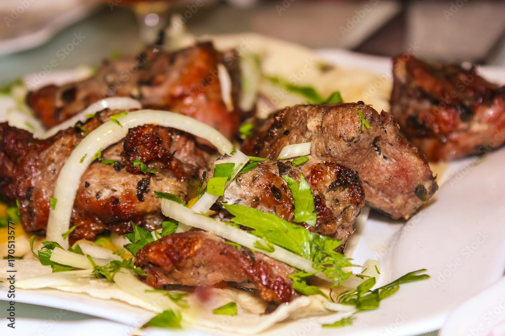 Appetizing pieces of fried meat Appetizing pieces of fried meat