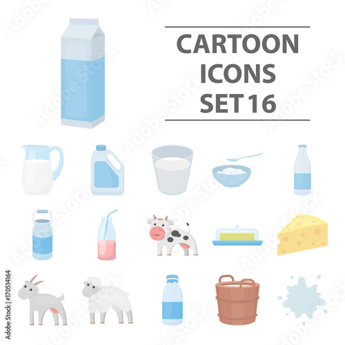 Milk set icons in flat style. Big collection milk vector symbol stock illustration