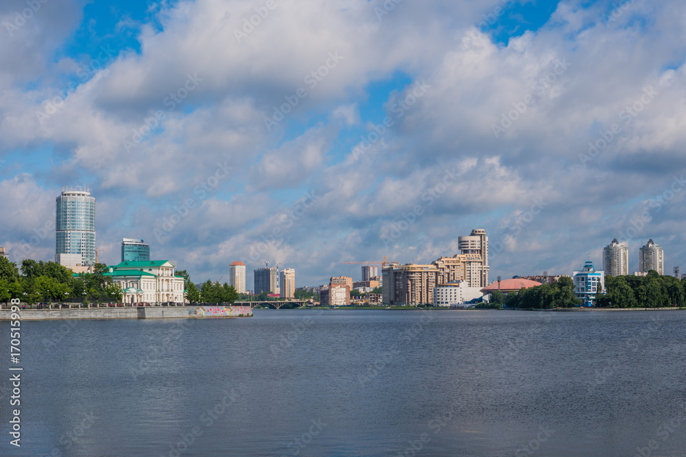YEKATERINBURG, RUSSIA - JULY 3, 2017: Centre of Yekaterinburg city in summer time
