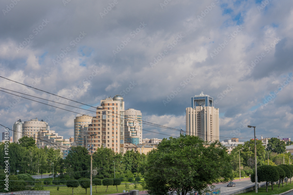 Ekaterinburg, Russia - July 3, 2017: City streets in the centre of Yekaterinburg