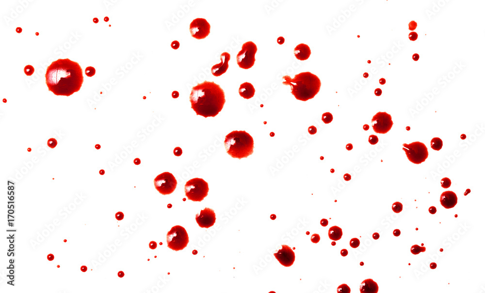 drops of red blood on white paper
