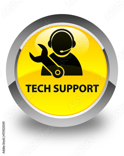 Tech support glossy yellow round button