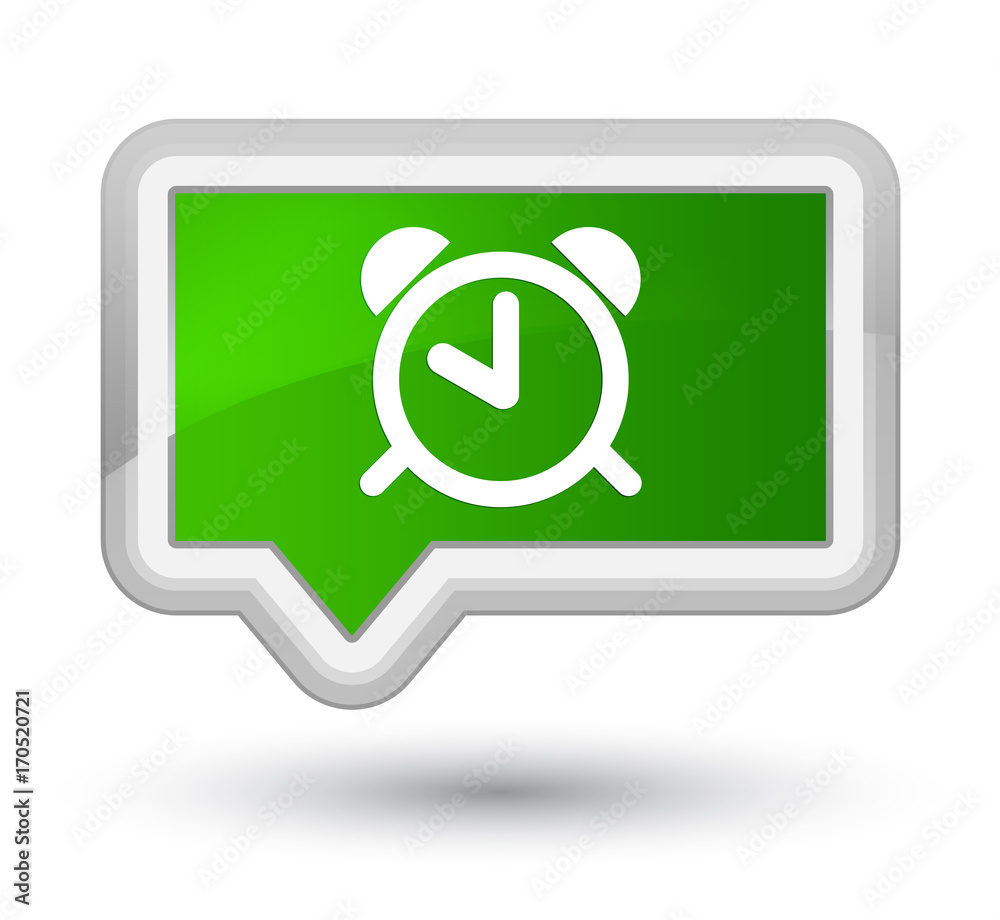 Alarm clock icon prime green banner button Alarm clock icon prime green banner button