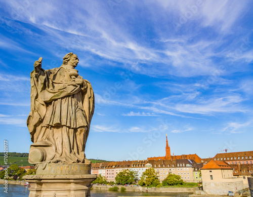 Statues on the Alte Mainbruecke in Wuerzburg, Franconia, Bavaria, Germany