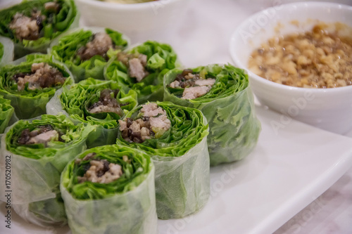 vietnamese spring roll with vegetable and pork