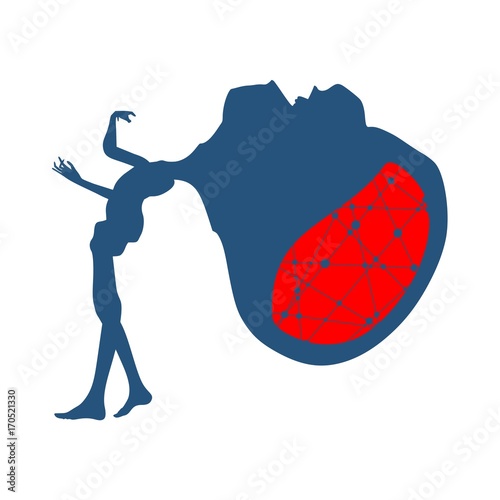 Posing zombie silhouette with abnormally enlarged head. Halloween theme background
