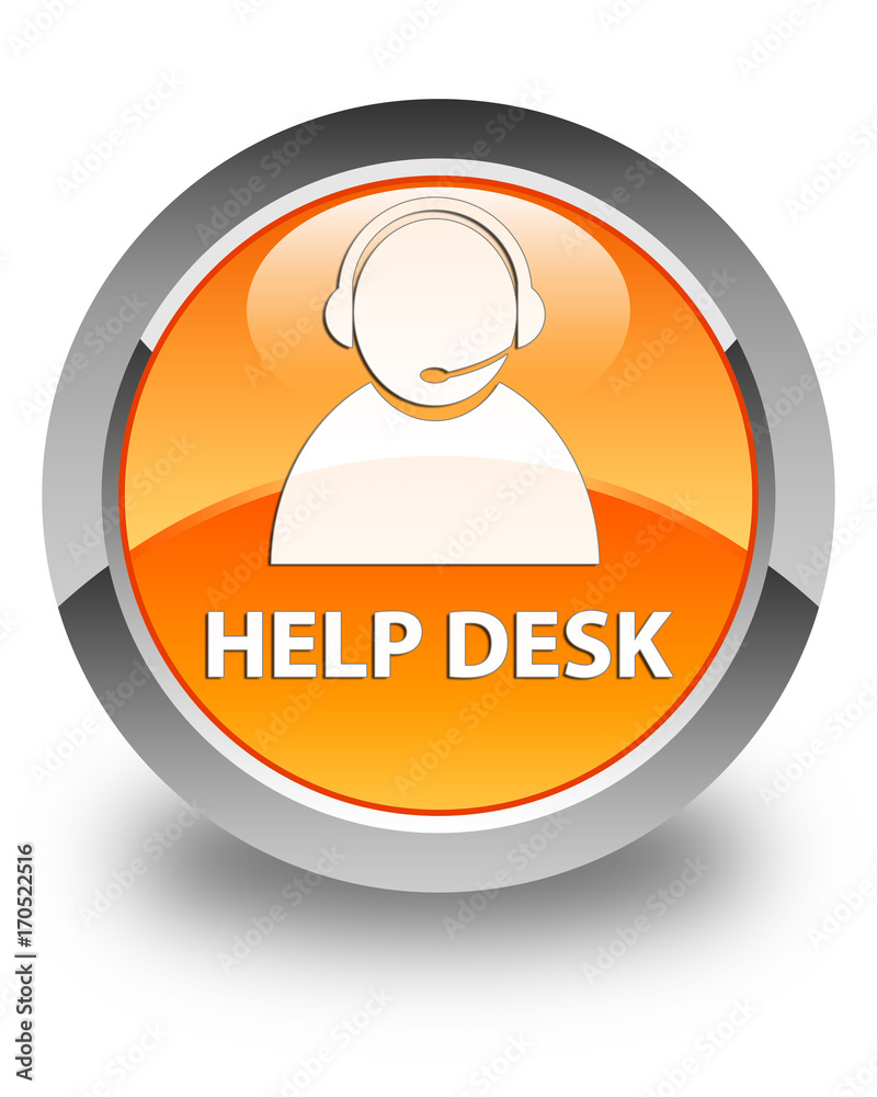 Help desk (customer care icon) glossy orange round button Help desk (customer care icon) glossy orange round button