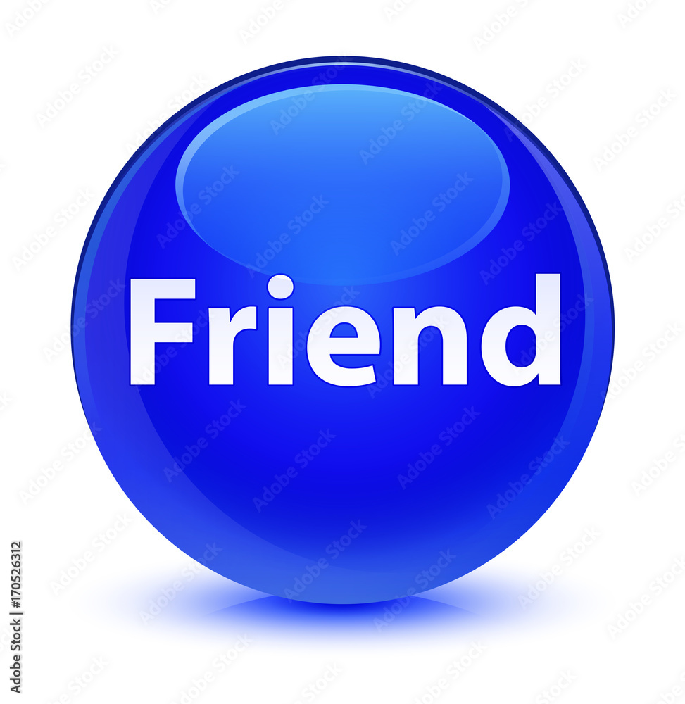 Friend glassy blue round button Friend glassy blue round button