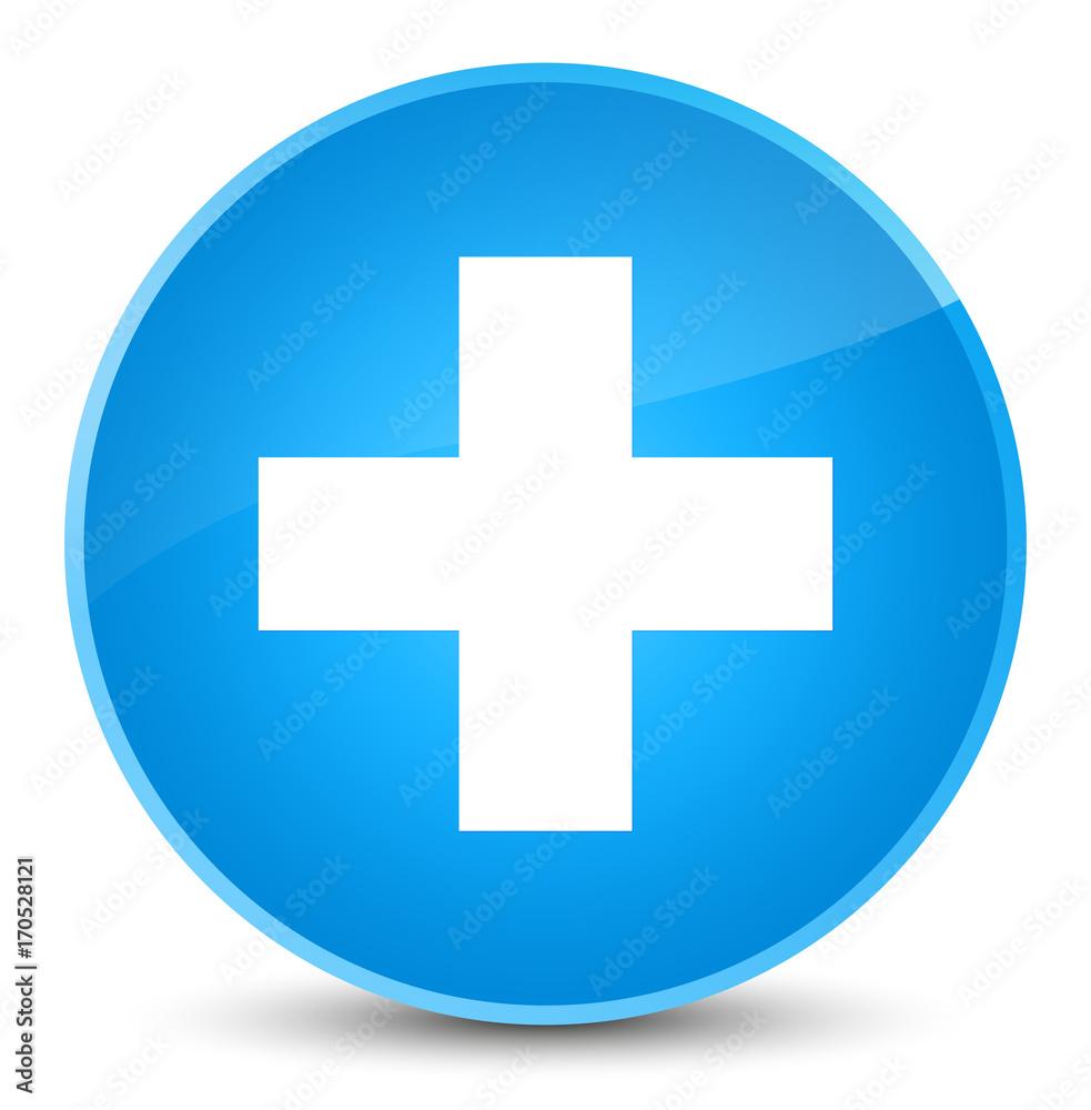 Plus icon elegant cyan blue round button Plus icon elegant cyan blue round button
