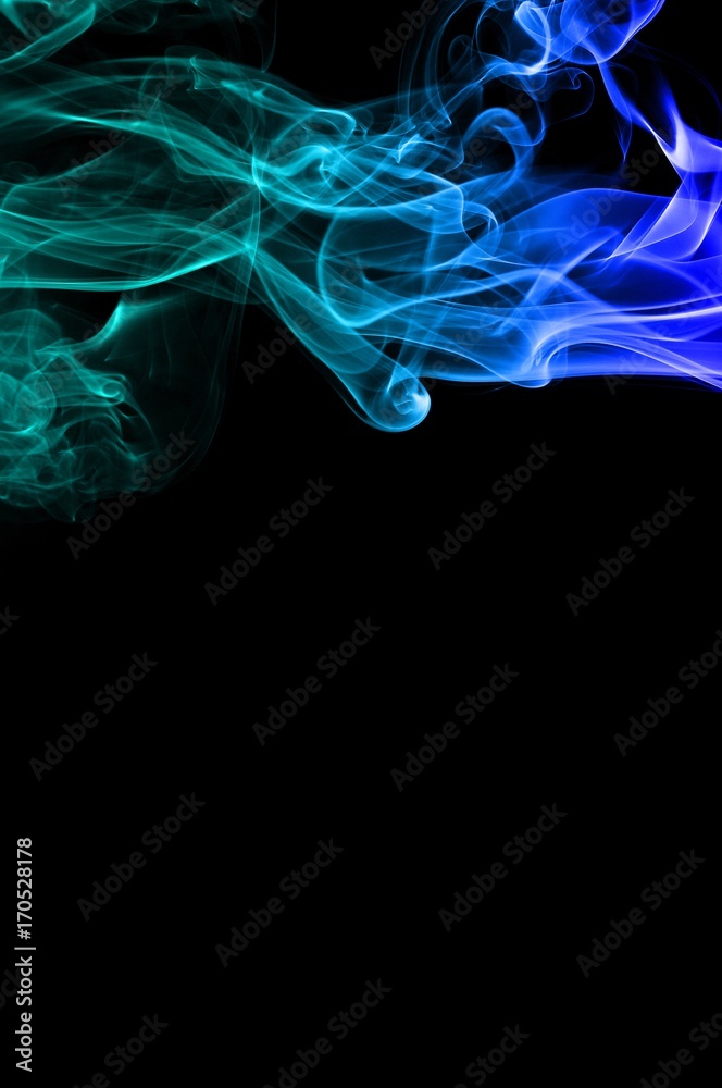 Abstract Light blue smoke on black background, Light blue background ...