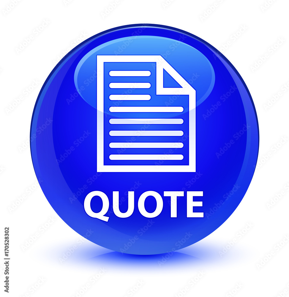 Quote (page icon) glassy blue round button Quote (page icon) glassy blue round button