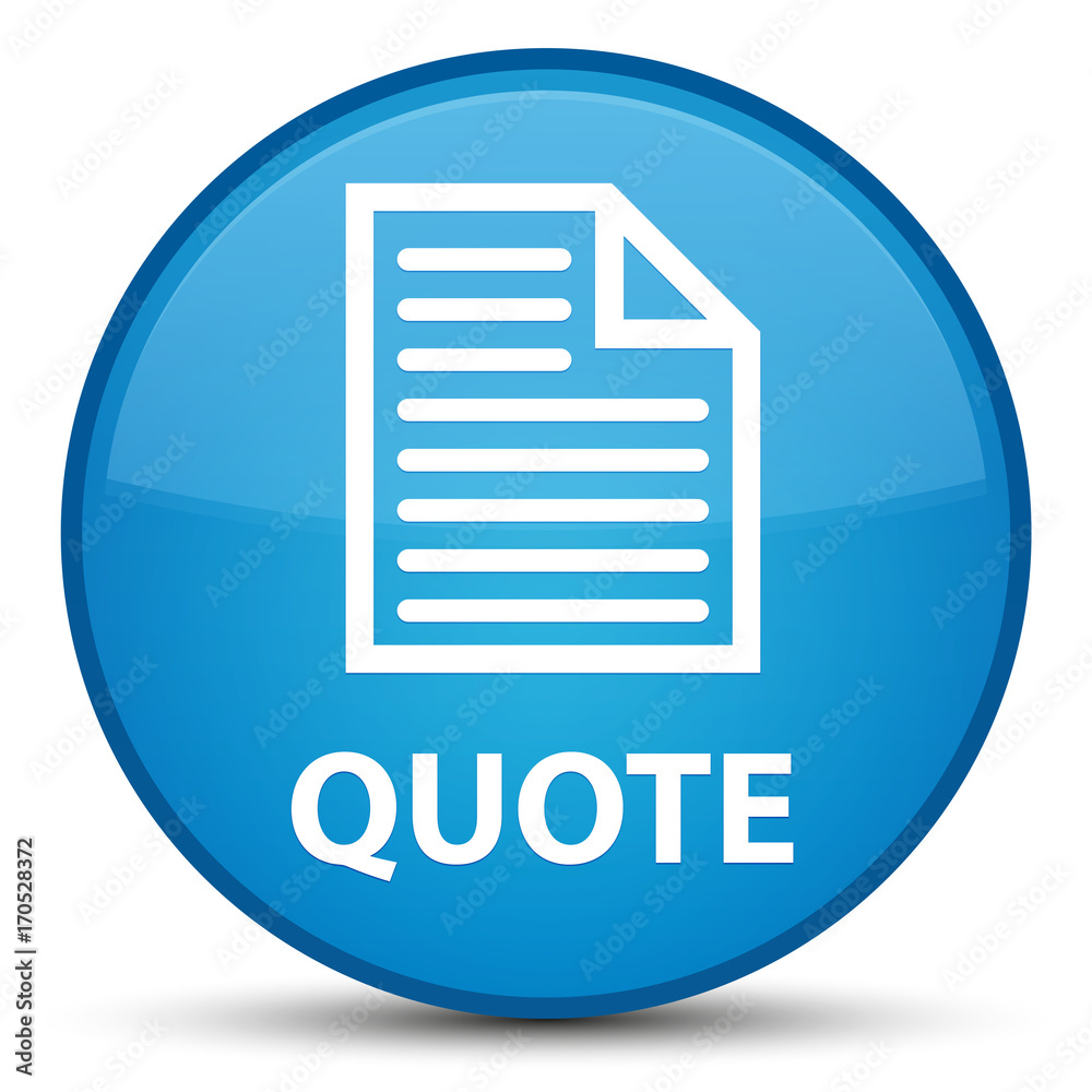 Quote (page icon) special cyan blue round button Quote (page icon) special cyan blue round button