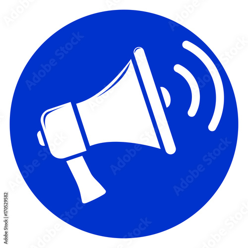 loud speaker blue circle icon