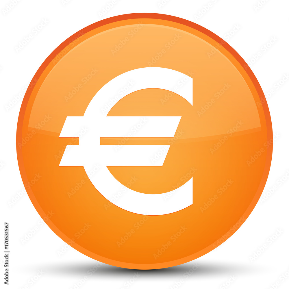 Euro sign icon special orange round button Euro sign icon special orange round button