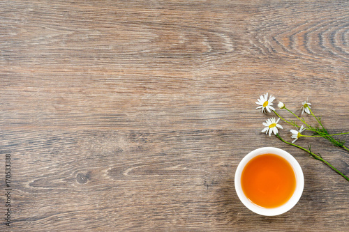 cup of organic camomile tea, healthy lifestyle concept