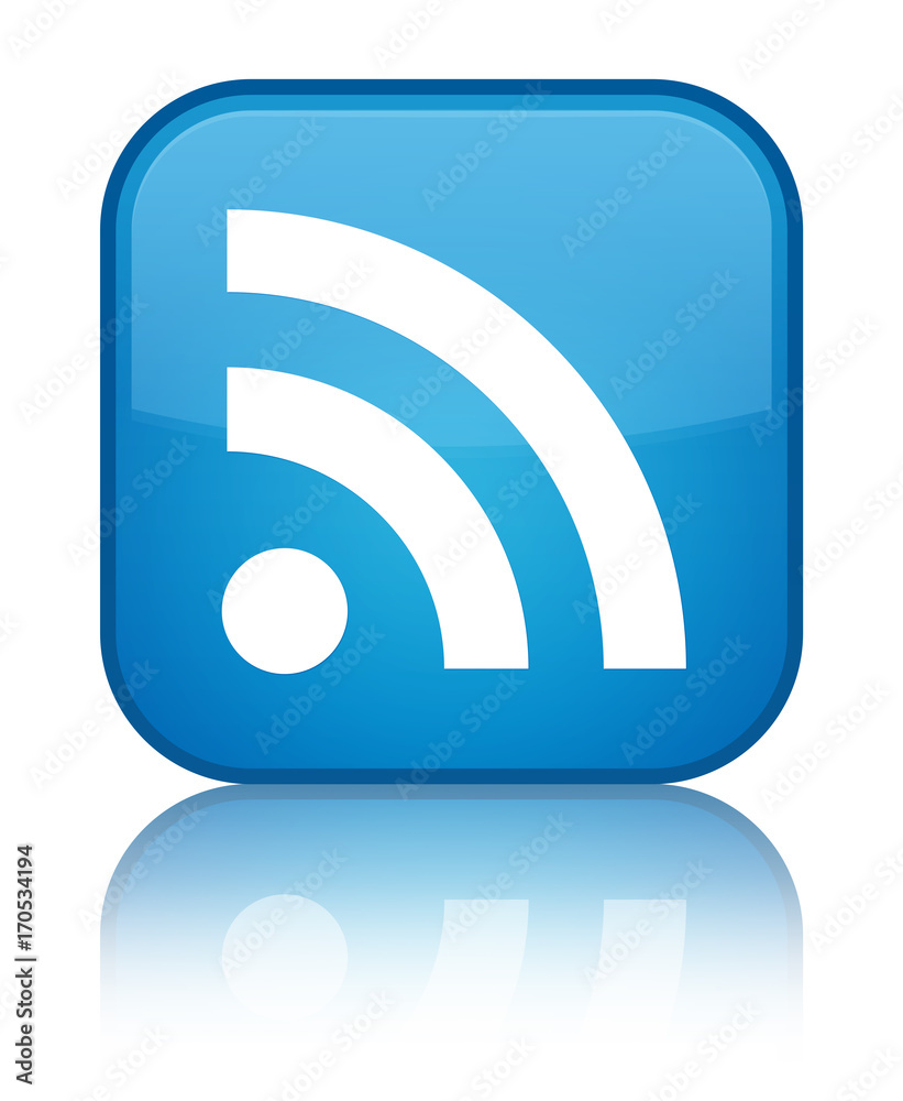 RSS icon special cyan blue square button RSS icon special cyan blue square button
