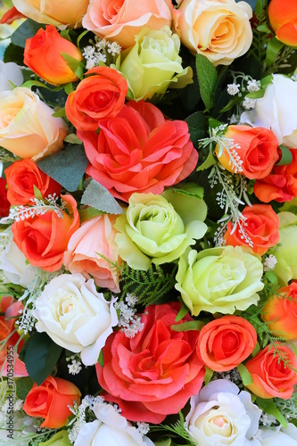 Colorful artificial roses flowers. © zilvergolf