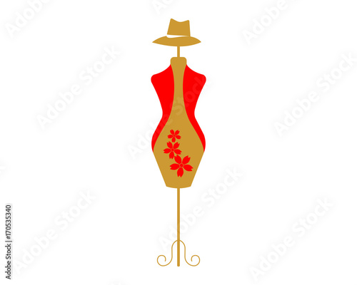 red mannequin fashion dress beauty display image vector