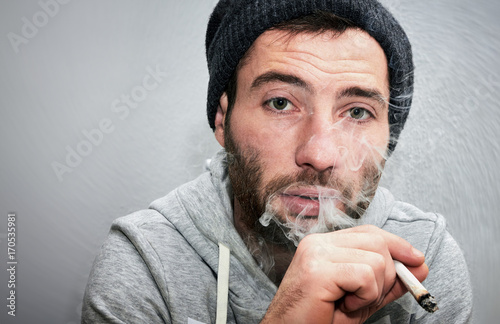 Man smoking a joint