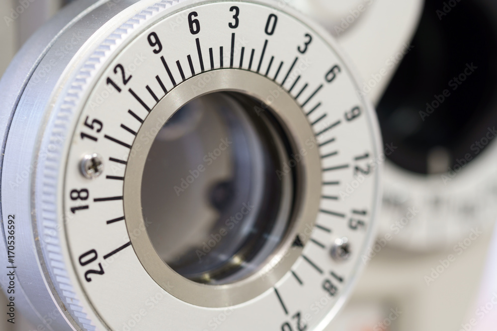 Ophthalmology machine closeup for checking eye Ophthalmology machine closeup for checking eye