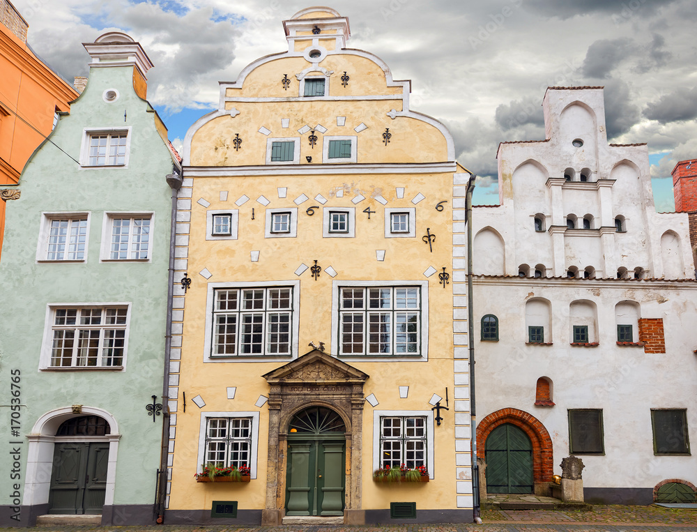 Oldest buildings in ancient part of European city. Riga is the capital of Latvia, it offers for tourists unique architectural Gothic ensembles and rare ancient buildings
