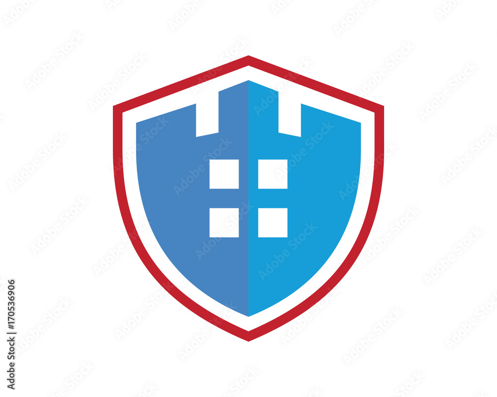 Obraz premium blue shield building residential architecture icon image vector
