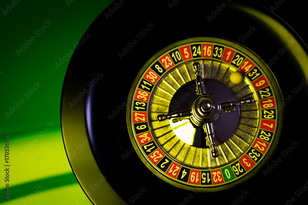 Roulette in casino and Poker Chips Roulette in casino and Poker Chips