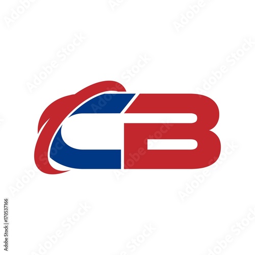 modern vector initial letters logo swoosh cb red blue