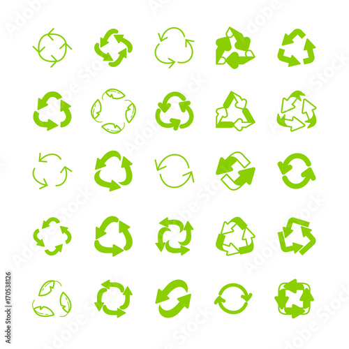 Recycling ecology thin line icon set. Protection of the environment and nature linear sign. Ecological symbols for infographic  website or app.