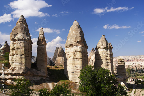 Rock formations in the Love valley near the Goreme. Cappadocia